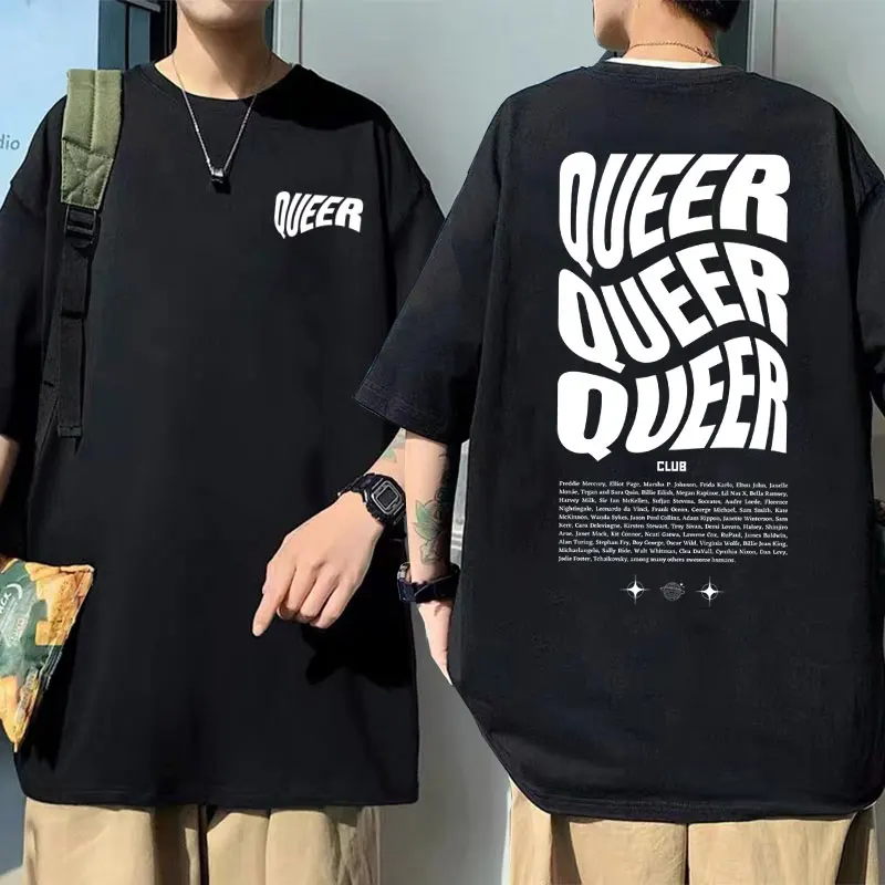 Queer Club T-shirts Men Women Casual Pure Cotton Oversized T Shirts Unisex Funny Meme LGBTQ Short Sleeve Male Joke Humor Tshirt