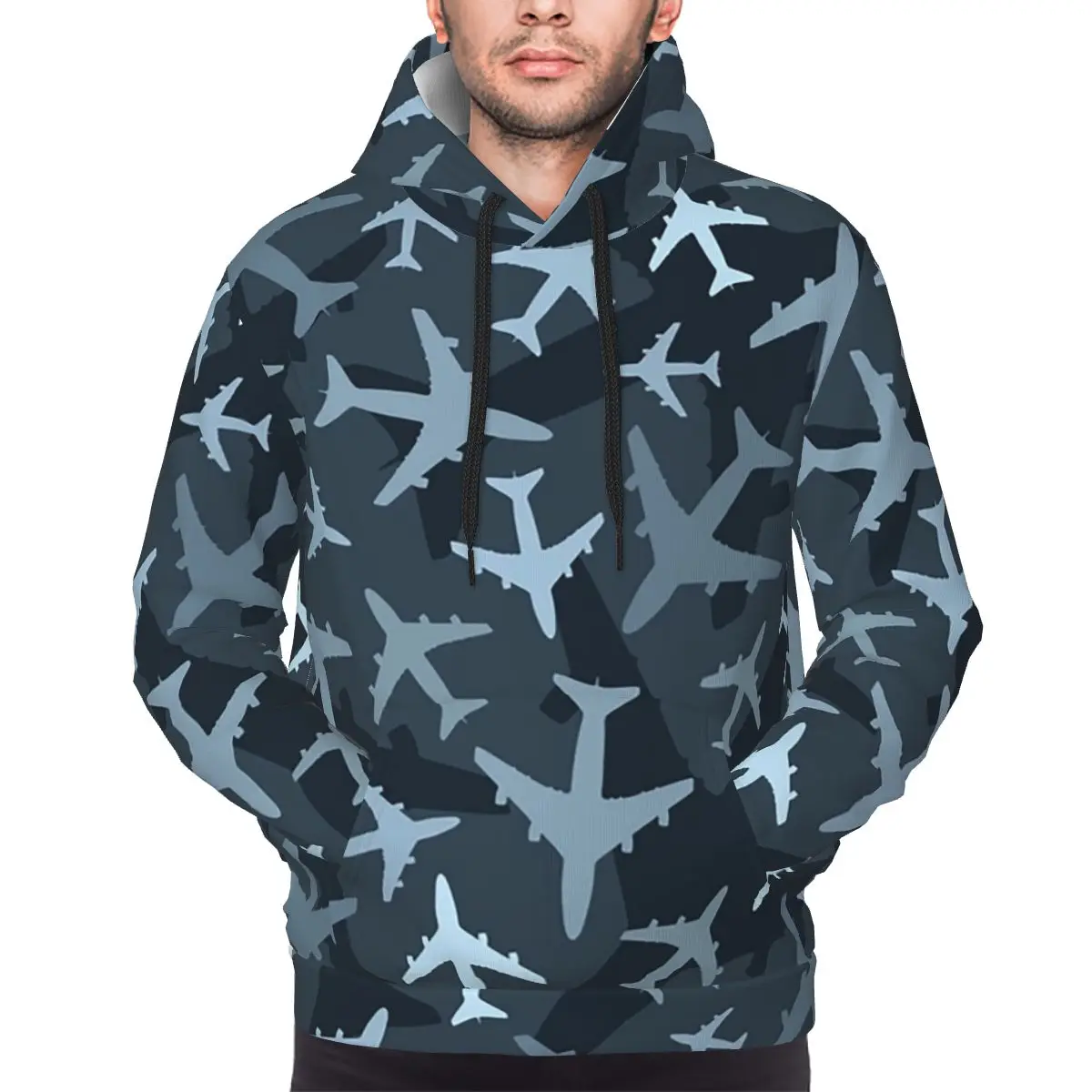 

Random Airplanes Pattern Aviation Fighter Pilot Hoodies Pullover Autumn Winter Men's Women's Sweatshirt Long Sleeve Tops