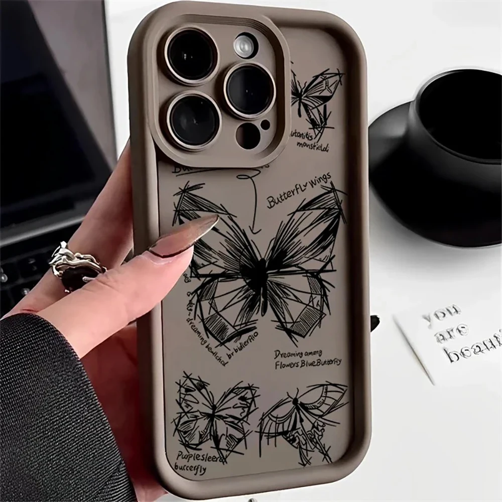 Butterfly Painting Phone Case for Oppo A98 A95 A94 A78 A76 A74 A72 A60 A58 A57 A54 A53 A38 A33 A32 A17 A16 A15 Soft Ladder Cover