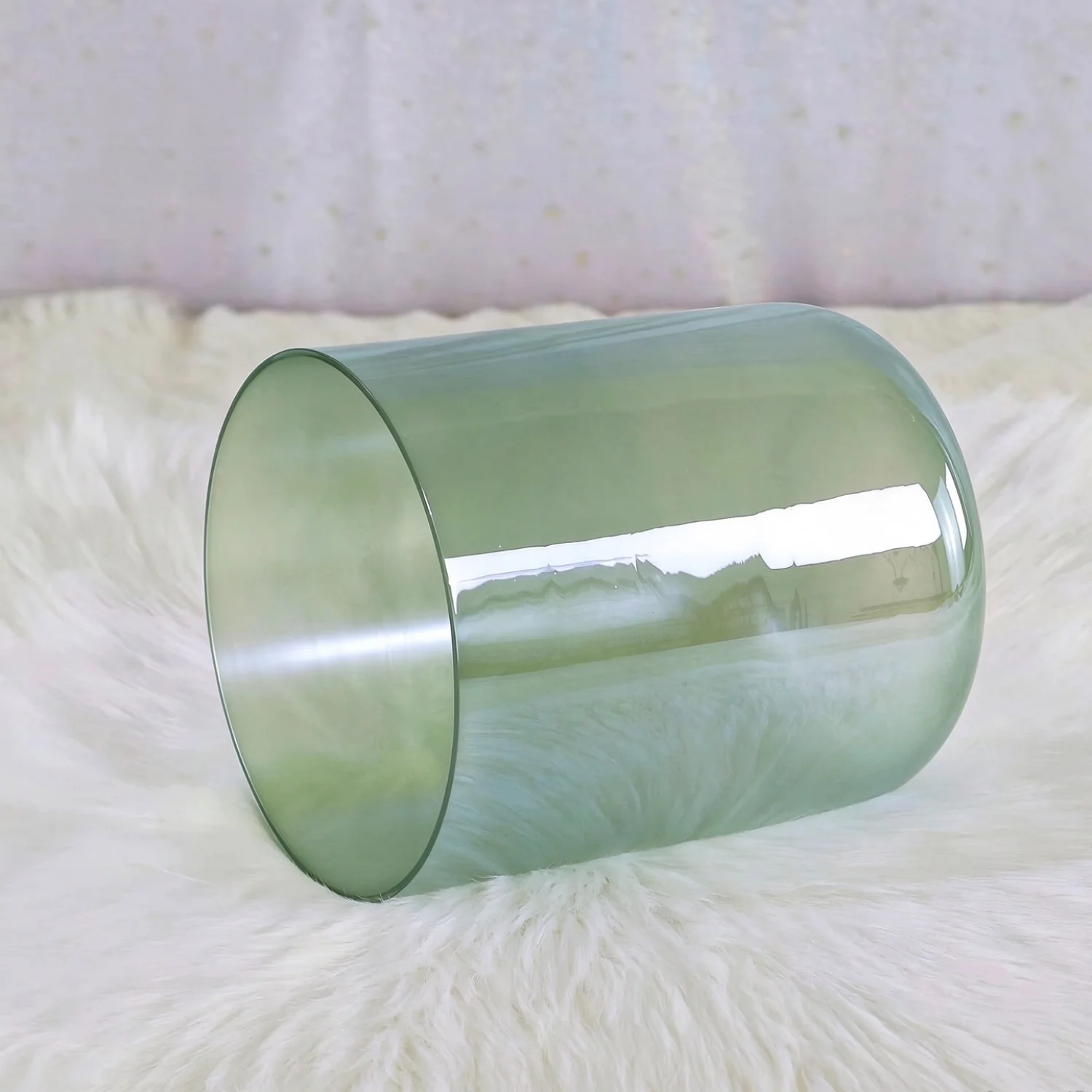STAR LINKUP 432Hz Bright Green Transparent Alchemy Crystal Bowl sound healing with accessories
