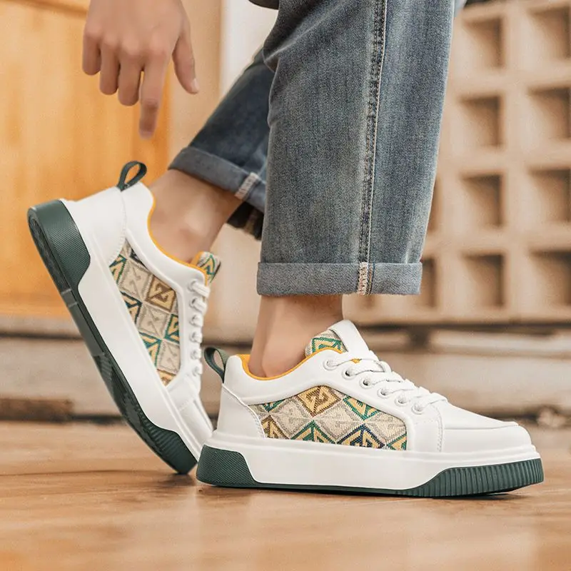 

Кожаные мужские туфли для гольфа — оригинальная мягкая подошва с высоким берцем в скейт-стиле, увеличивающая рост, с цветными блоками