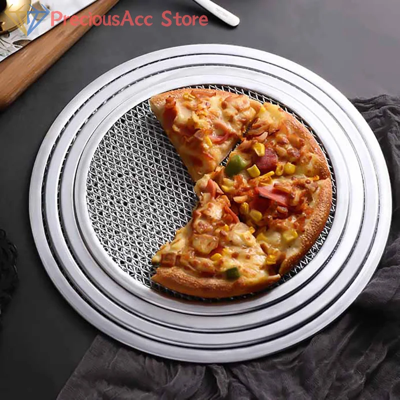 8-13 Zoll wieder verwendbare Antihaft-Pizza-Bildschirm Pfanne nahtlose Aluminium legierung Netz Back geschirr Küchengeräte Runde Pfannkuchen Pizza Gebäck Tablett