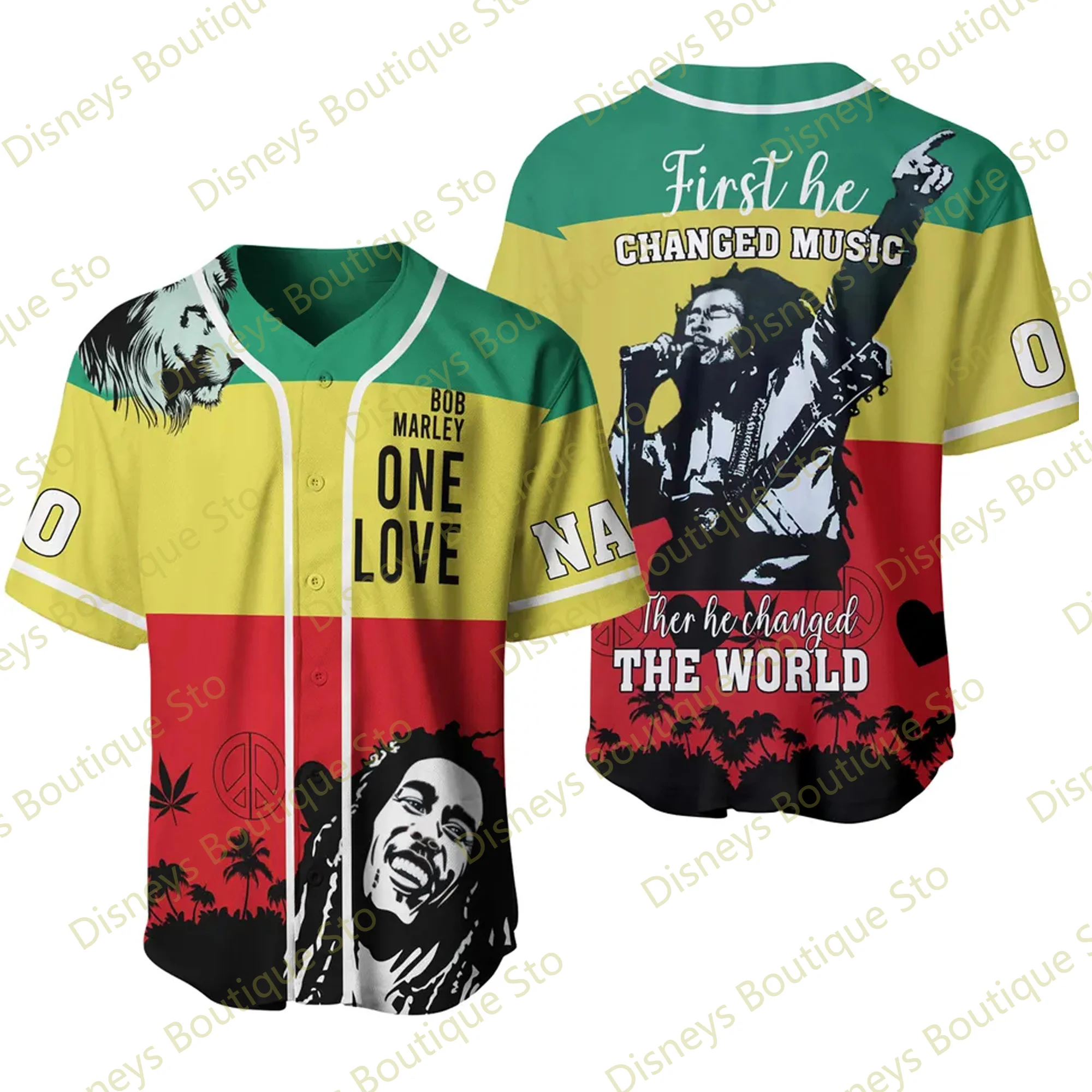 2024 New Arriavl Bob Marley One Love Reggae Music Baseball Jersey Casual Vacation Sports Outfits Oversized Baseballs Shirt