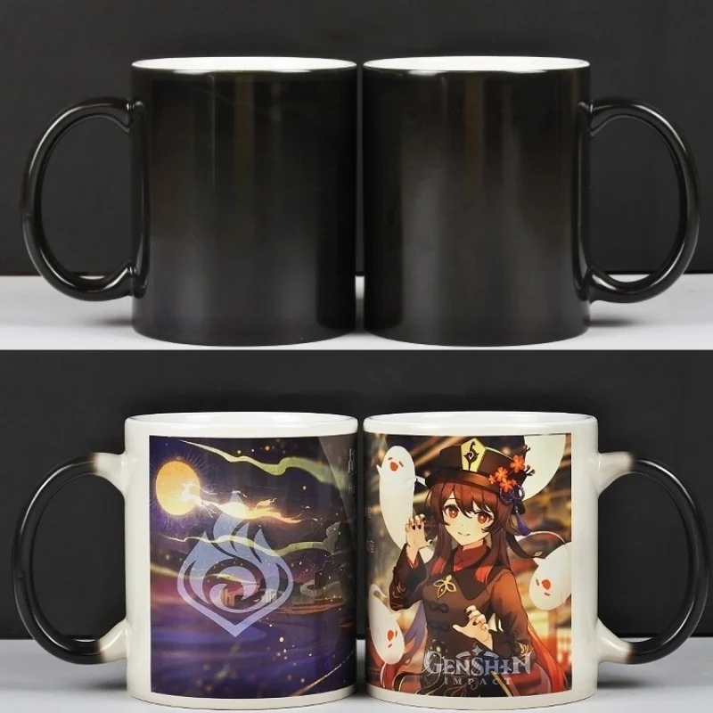 Genshin Impact Hu Tao Ganyu Qiqi Discoloration Mug Color Changing Cup Ceramic Coffee Tea Milk Mugs Birthday Drinkware Gifts