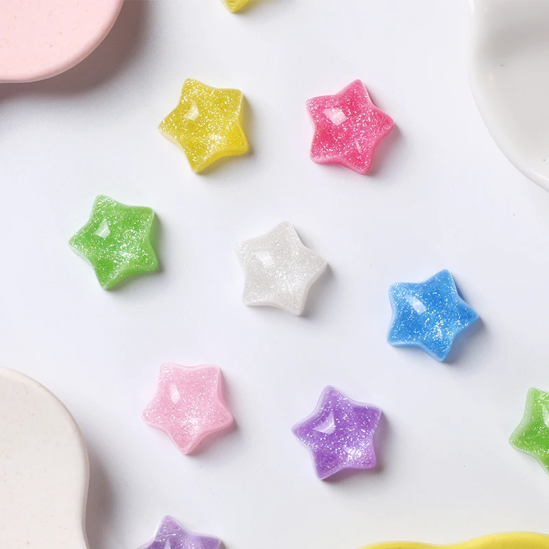 

20pcs Resin Candy Color Irregular Shine Five-Pointed Star Charms Pendants for Jewelry Making Earrings DIY Crafts Accessories