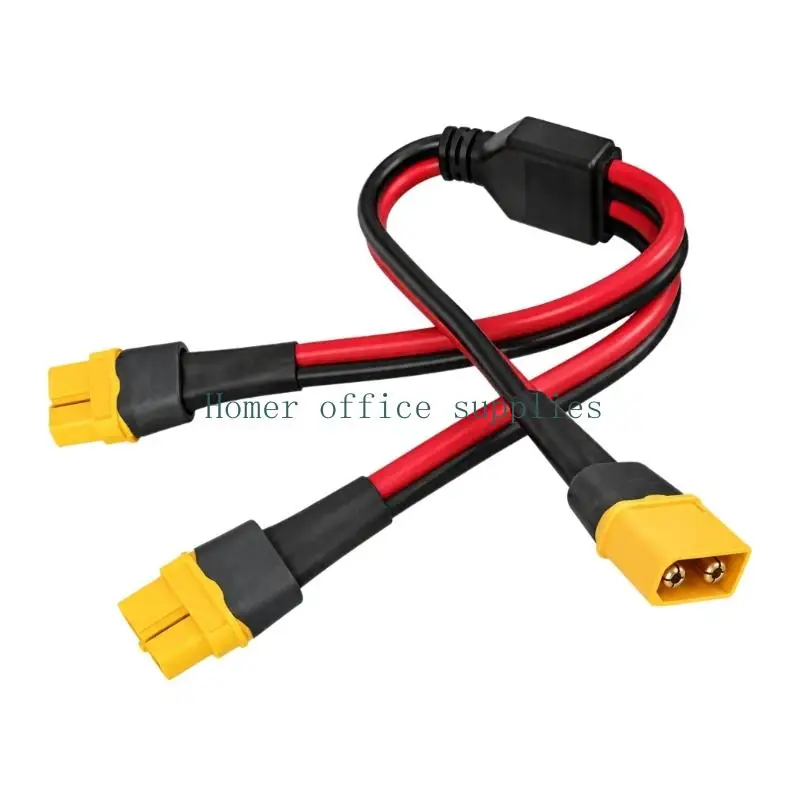 K43B Battery Parallel Splitter Power Cable with Tinned Metal Conductors, PVC Covering, and One-to-Two Y-Shaped Layout for Model