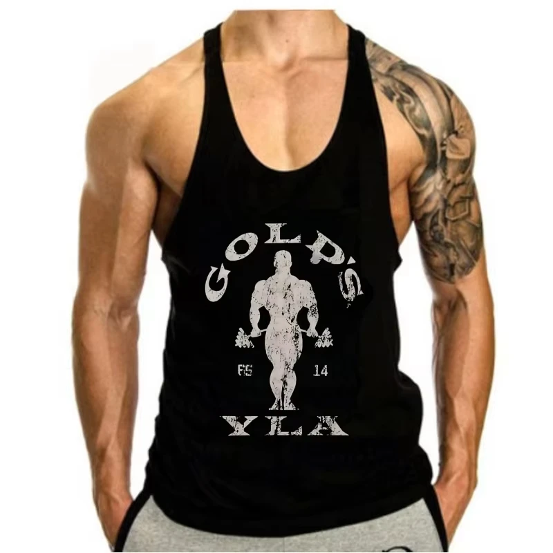 2026 Men's Gym Tank Top Bodybuilder Print Breathable Cotton Stringer Vest For Bodybuilding Weightlifting Training tank top men