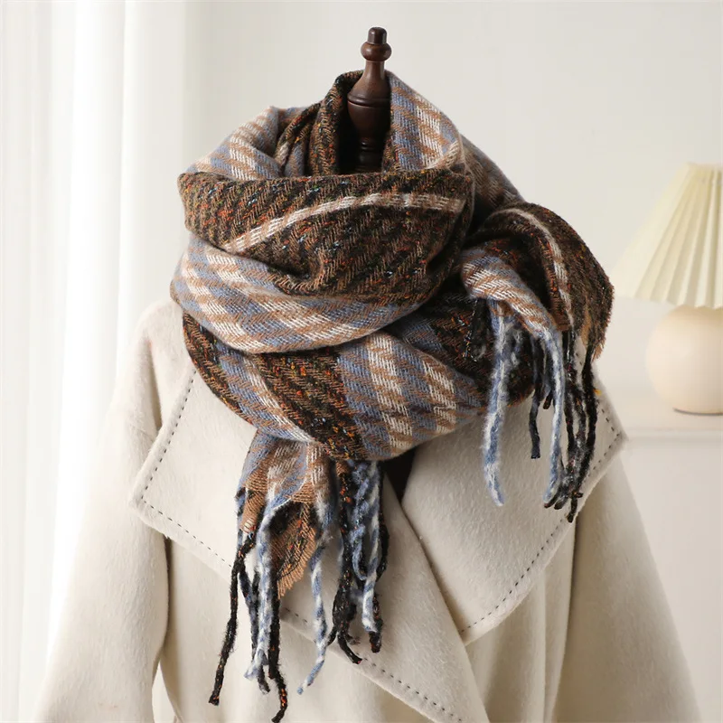 2024 New Men Women Tassel Scarf Winter Neck Warmer Imitation Cashmere Designer Scarves Female Bib Thickening Soft Shawl Matching