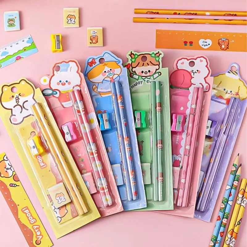 Childrens Cartoon Design Pencils Non Break Materials With Eraser Sharpener