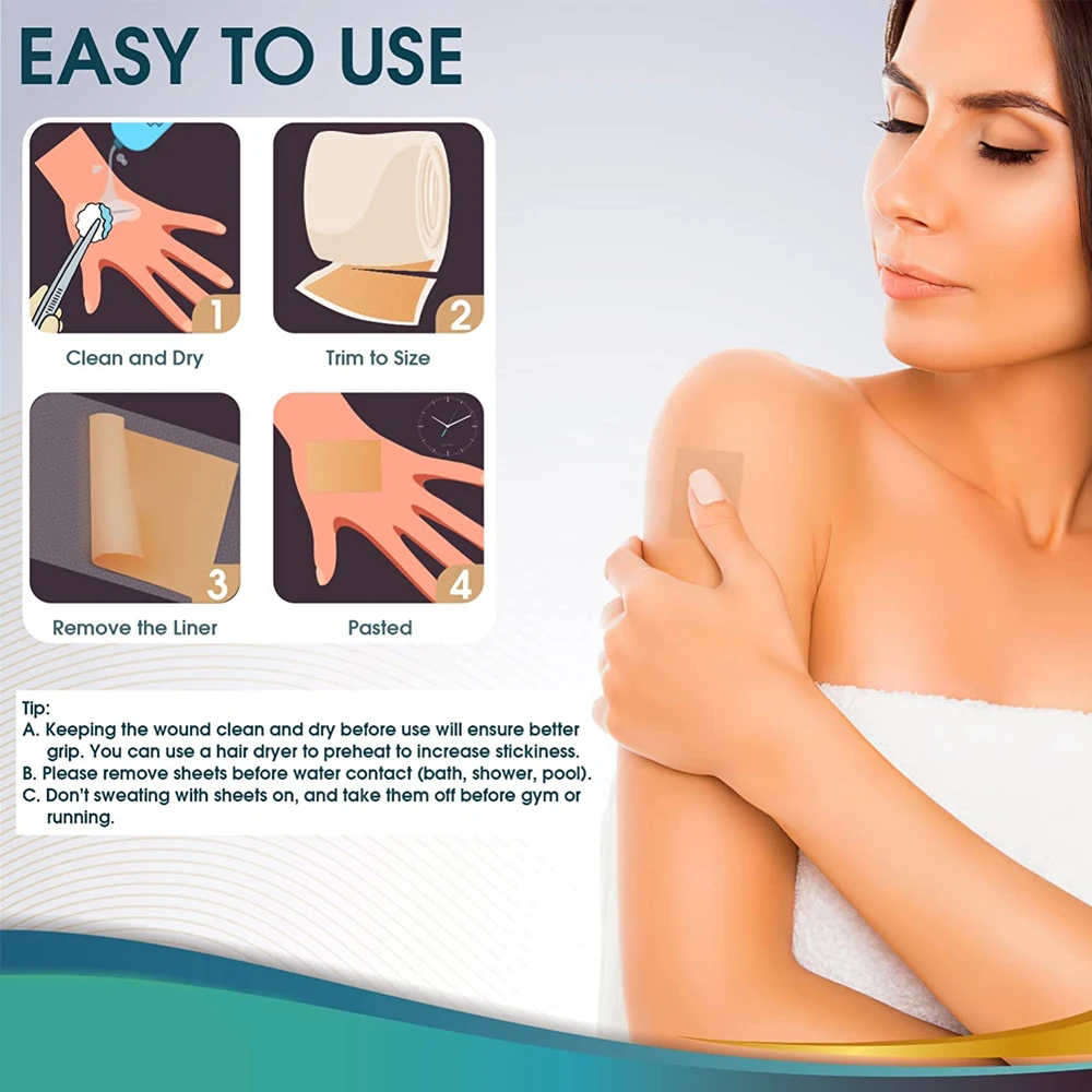 1/2 Professional Silicone Scar Sheets Scars Treatment - Reusable Silicone Scar Strips Type for Keloid,C-Section,Surgery,Acne et