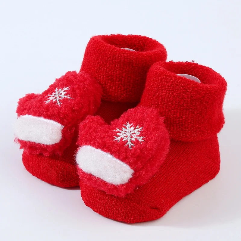 Christmas Kids Socks for Girls Boys Soft Non-slip Cotton Toddler Baby Christmas Socks for Newborns Infant Short Socks Clothing