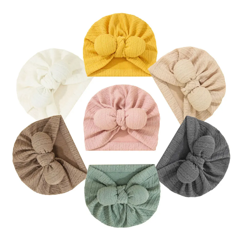 

Kids Accessories Turban Bow Hat Headwrap Solid Color Elastic Baby Beanie Newborn Bonnet Cap 0-18M