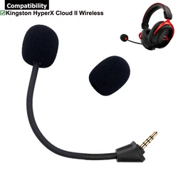 Replacement Game Mic 3.5mm Microphone for Kingston HyperX Cloud 2 II Wireless HHSC2X-BA-RD/G Gaming Headsets Headphones