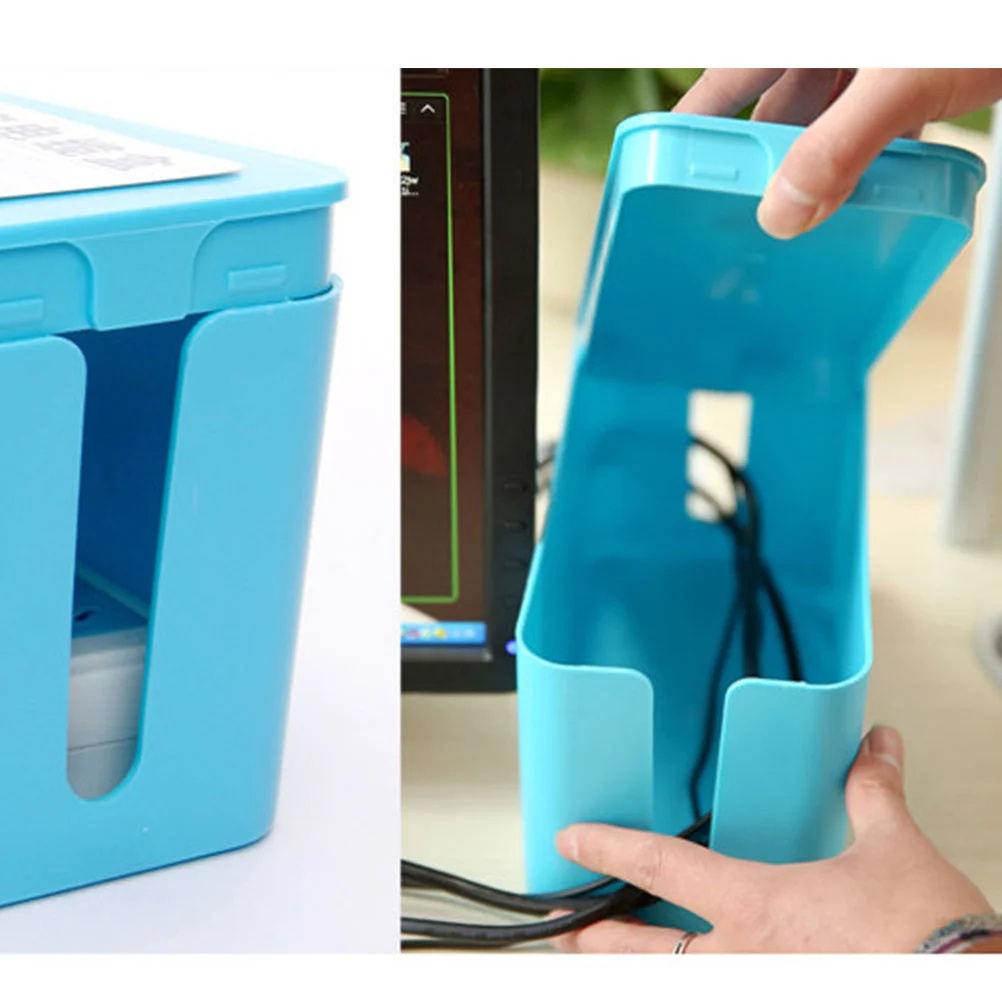 

Power Strip Cable Storage Box Plastic Organizer Large Size S Blue Cable Management Strip Organizer for Desk Office