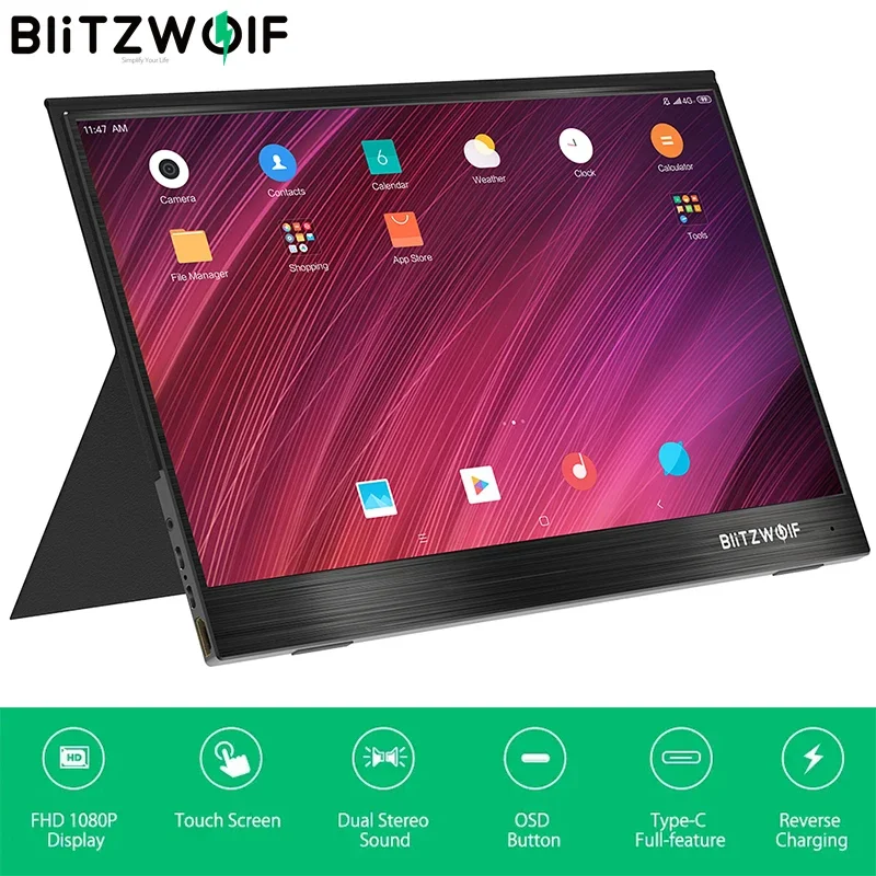 BlitzWolf 15.6inch touch Panel Portable Monitor usb type c HDMI-compatible Computer touch Monitor for xbox one ps4 switch laptop