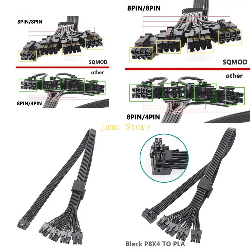LX0B Graphics Card Extension Cable 12VHPWR PCIE5.0 8Pins to 16Pin 12+4P Connector