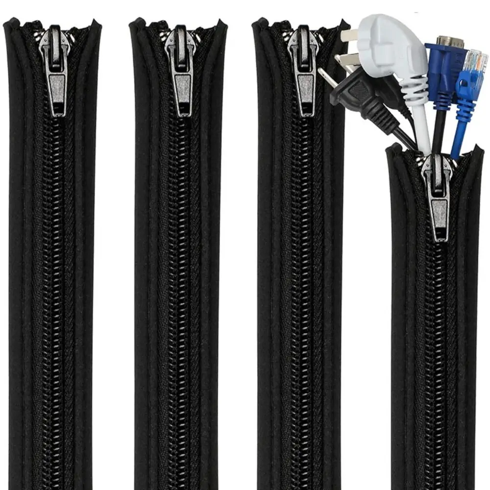 50cm Data Cable Cable Management Sleeve Computer with Zipper Cable Wrapper for PC Neoprene Cable Storage Cover Computer Setup