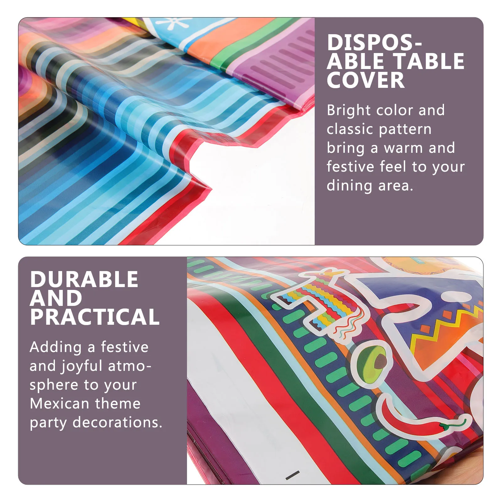 

Mexican Table Runner Bright Color Classic Pattern Fiesta Decor Carnival Tablecloth Party Stripes Banner Dining Plates