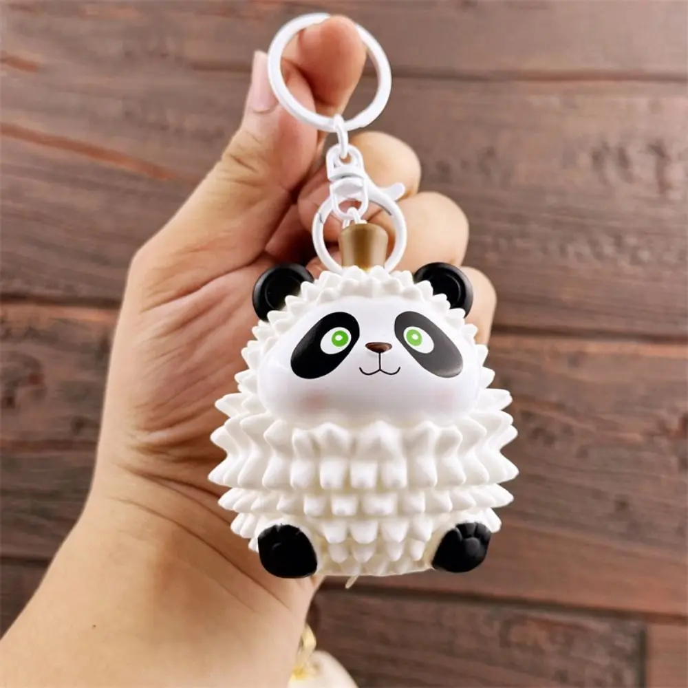 Panda Animals Luminous Durian Key Ring Funny Plastic Panda Fruit Series Model Keychain Ins Creative Small Night Light Pendant