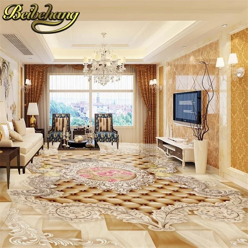 beibehang Custom European pattern angel rose Floor Mural Wallpaper Toilets Bathroom Bedroom 3D Flooring Self-adhesive wall paper