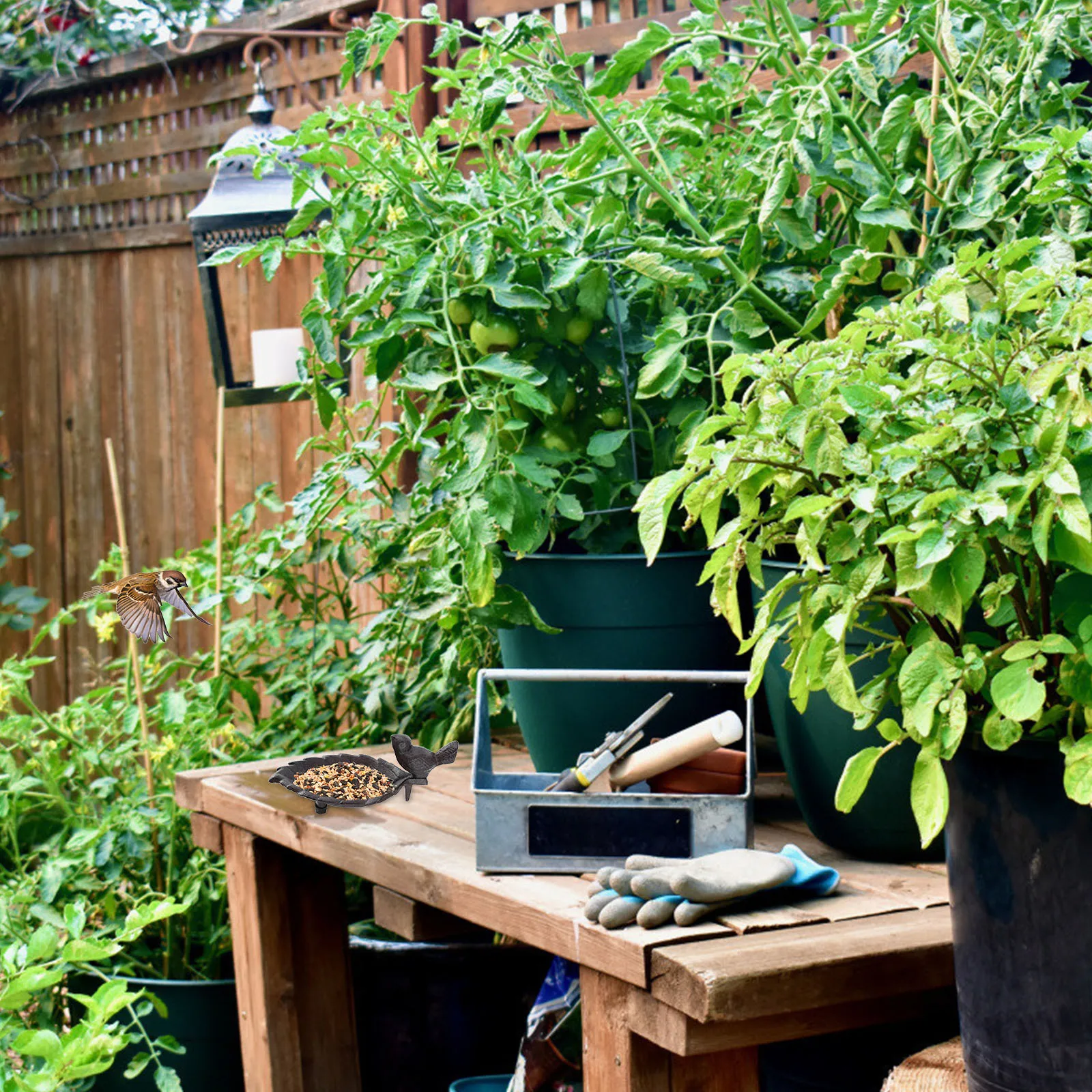 

1Pcs Cast Feeder Outdoor Decoration Bowl Smooth Surface Easy Clean Attractive Design Feeder