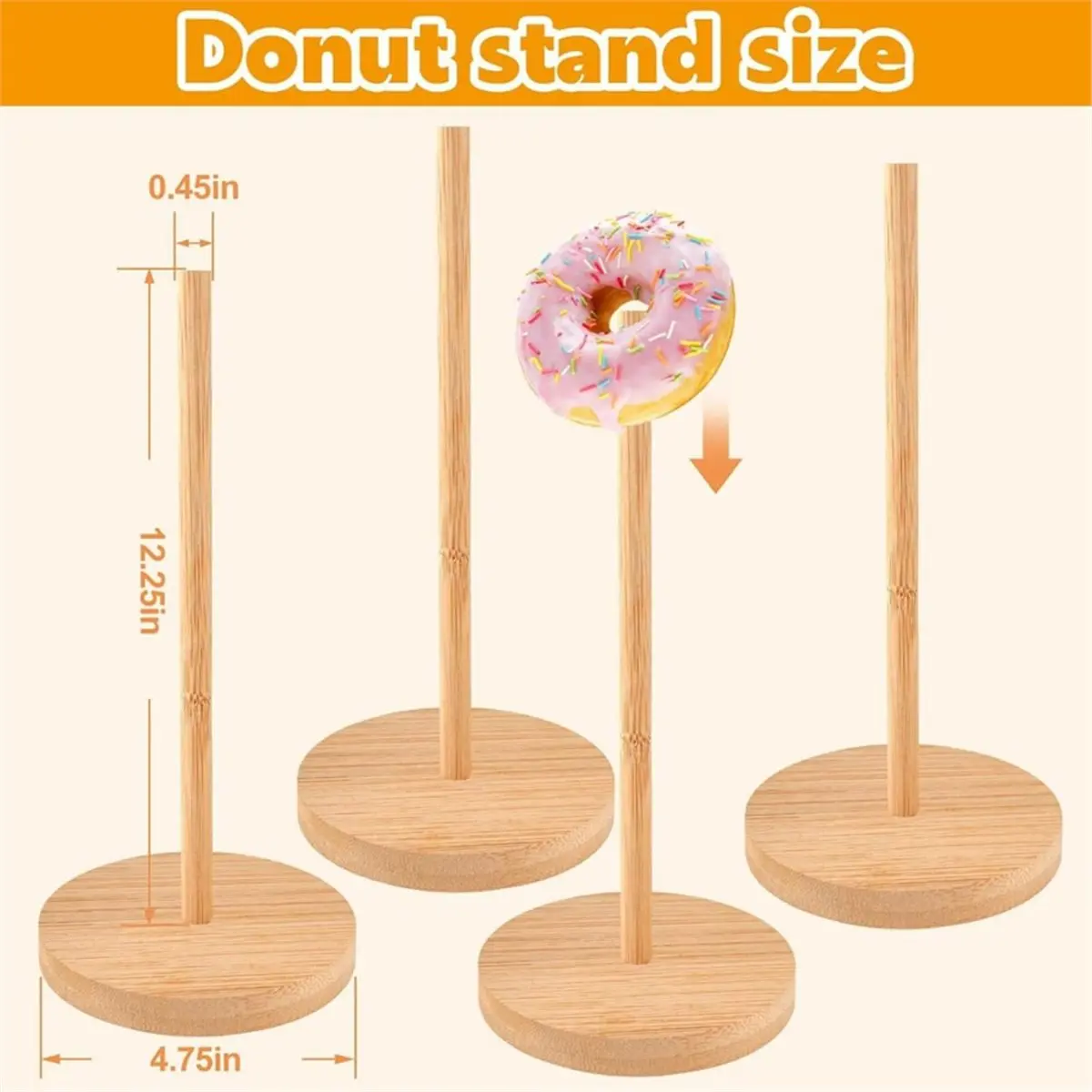 2026 New Tool 4 Pcs Farmhouse Donut Stand for Dessert Table, Donut Holder, Bagel Holder Stand, Donut Display Stand for Party