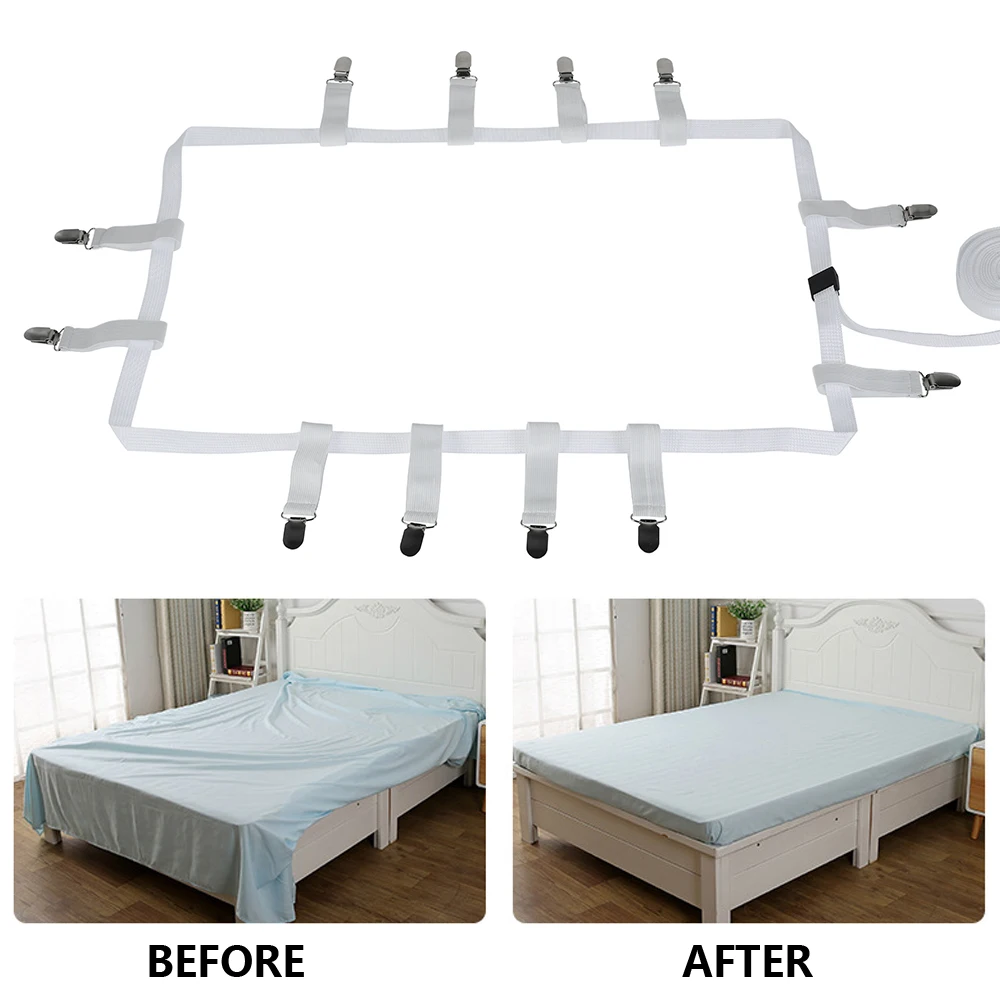 12 Clips Bed Sheet Fixed Clips Universal Adjustable Elastic Non-Slip Strap Mattress Holder Fasteners Blankets Bedding