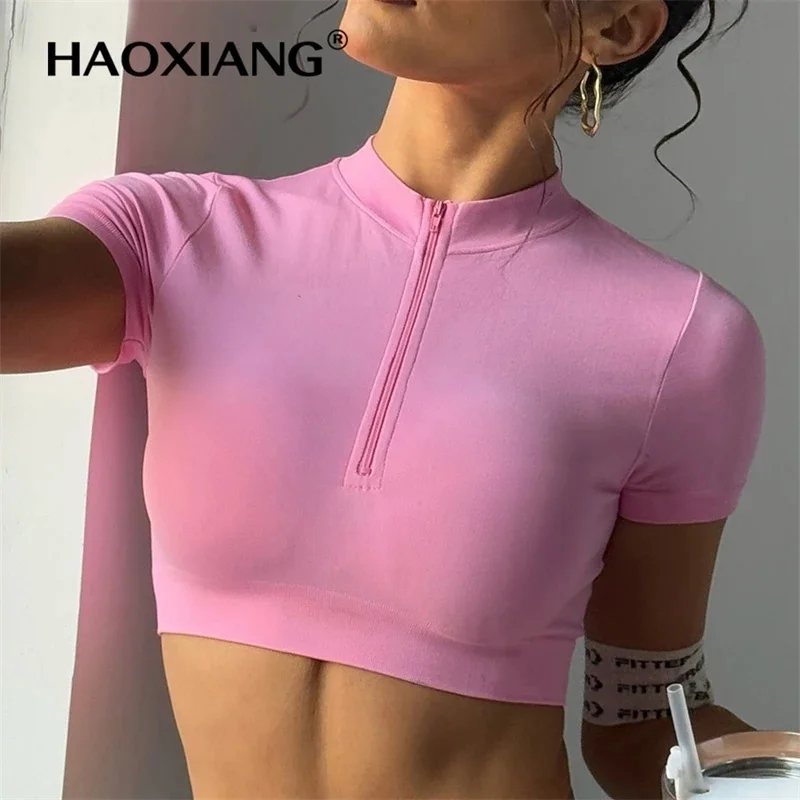 Women Shirts Zippy Seamless Crop Top Sportswear Workout Tops For Women Fitness Shirts Gym Short Sleeve Yoga Sport Top ActiveWear