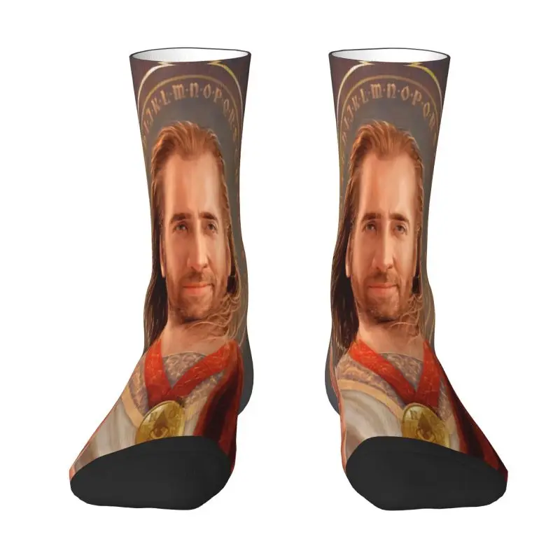 

Saint Nicolas Cage Men Women Crew Socks Unisex Novelty Funny Meme Spring Summer Autumn Winter Dress Socks