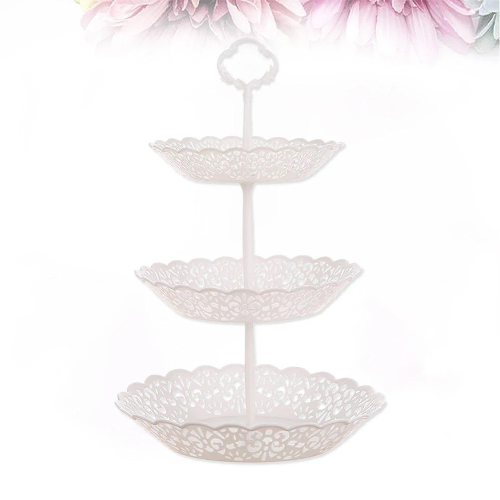 

Three Tier Dessert Stand Elegant Square Serving Platter for Cakes Cupcakes Fruits Strong PP Material Ideal for Bridal Shower