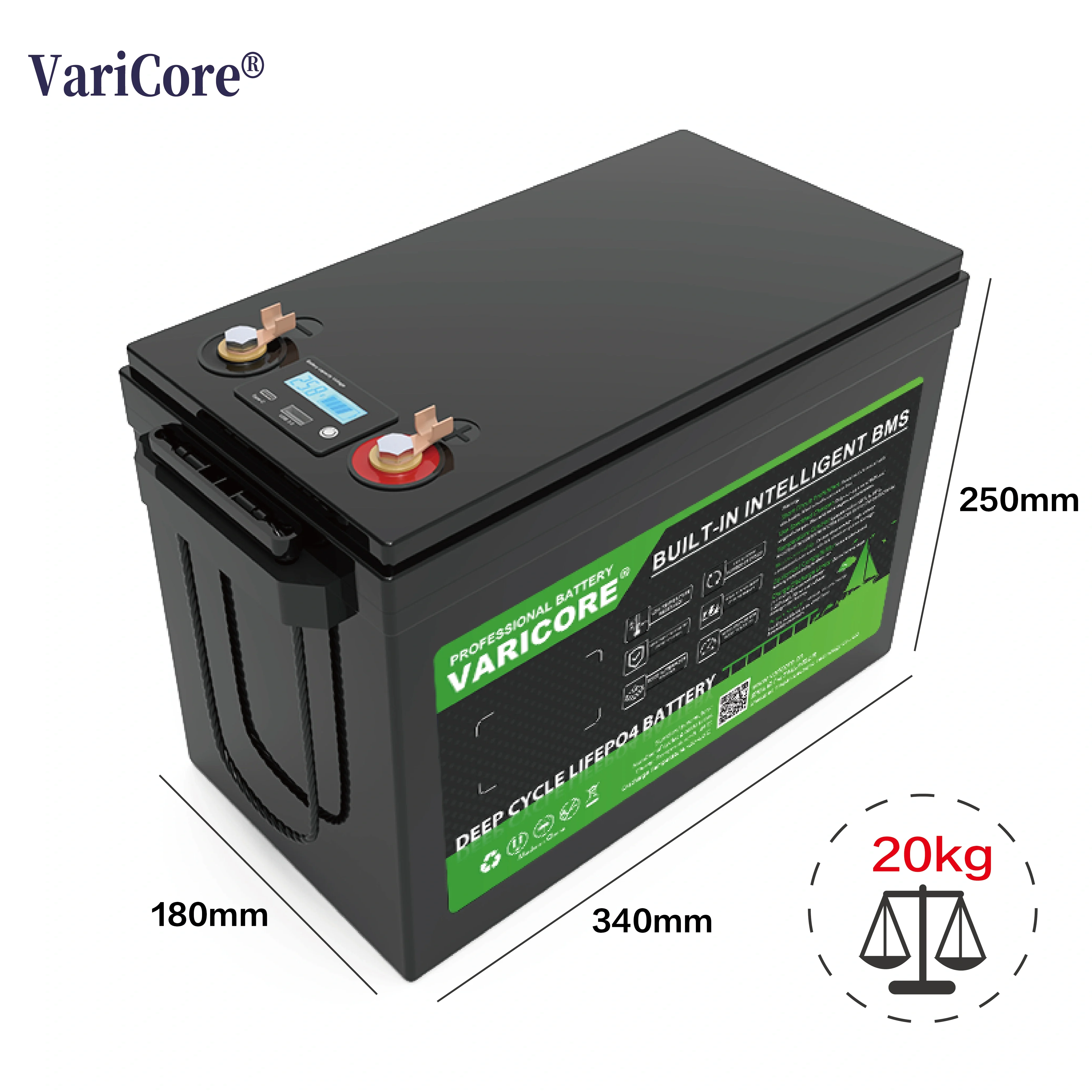 Varicore nova bateria lifepo4 de 8 cordas 24v 100a baterias de isqueiro de carro de fosfato de ferro de lítio acampamento energia solar 29.2v 5a carregador