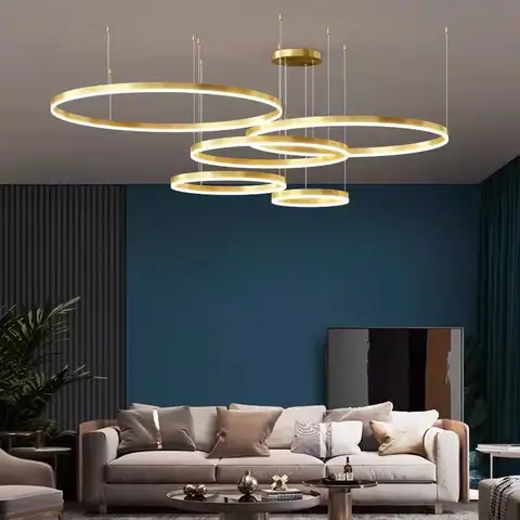 Nordic Ring Led Chandelier Lighting Aluminium Circle for Bedroom Living Room Pendant Light Lighting Suspension Led Lamp Fixtures