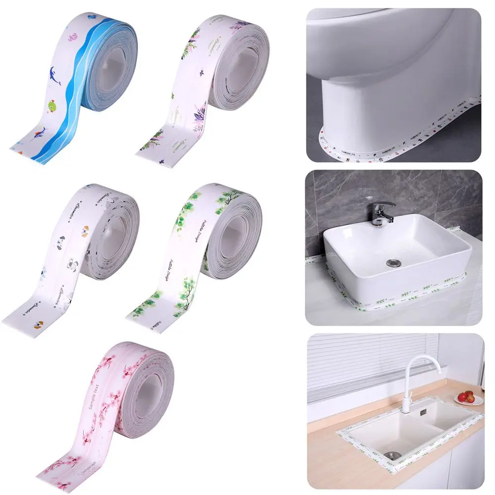 Kitchen Bathroom Sink Edge Self Adhesive Kitchen Waterproof Sealant Tape PVC Sealing Strip Waterproof Strips