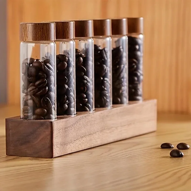 

Coffee Bean Sorting Test Tube Glass Display Rack To Store Coffee Beans for Coffee Shop Space-Saving Display