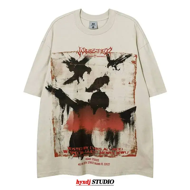 2026 Neues High-Street-T-Shirt mit einzigartigem Graffiti-Print, Unisex, Oversize, Sommer-Top, Trendiges Original-Print-Shirt, Locker geschnitten