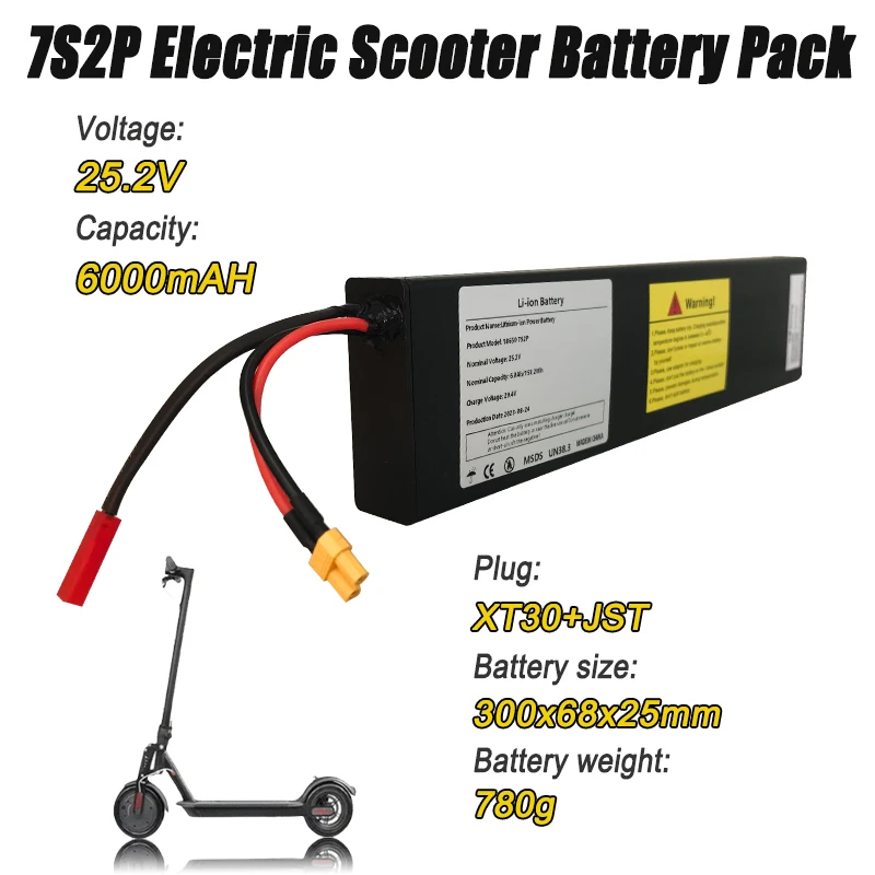 

7S2P 25.2V 6.0Ah Li-ion Rechargeable Battery Pack 18650 for Electric Bicycle Moped Balancing Scooter