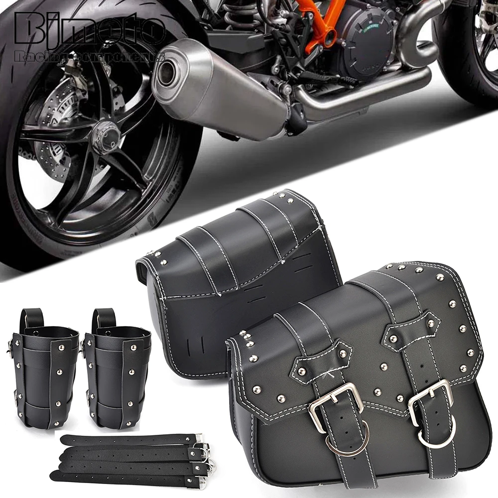 

Waterproof Motorcycle Leather Saddle Luggage Bags Cruiser Tool Bag Travel Bags For Harley Sportster XL883, XL1200