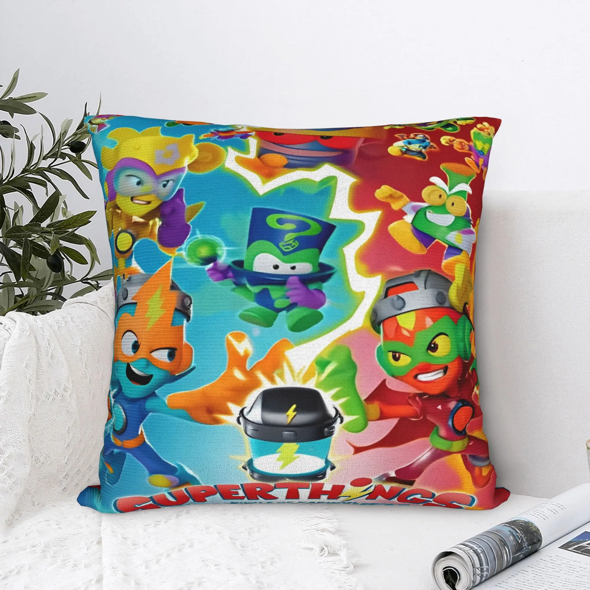 SuperThings Cartoon Square Pillowcases Polyester Couch  Kazoom Power Kindergarten Cushion Case Cool Decorative Pillowcase 45*45