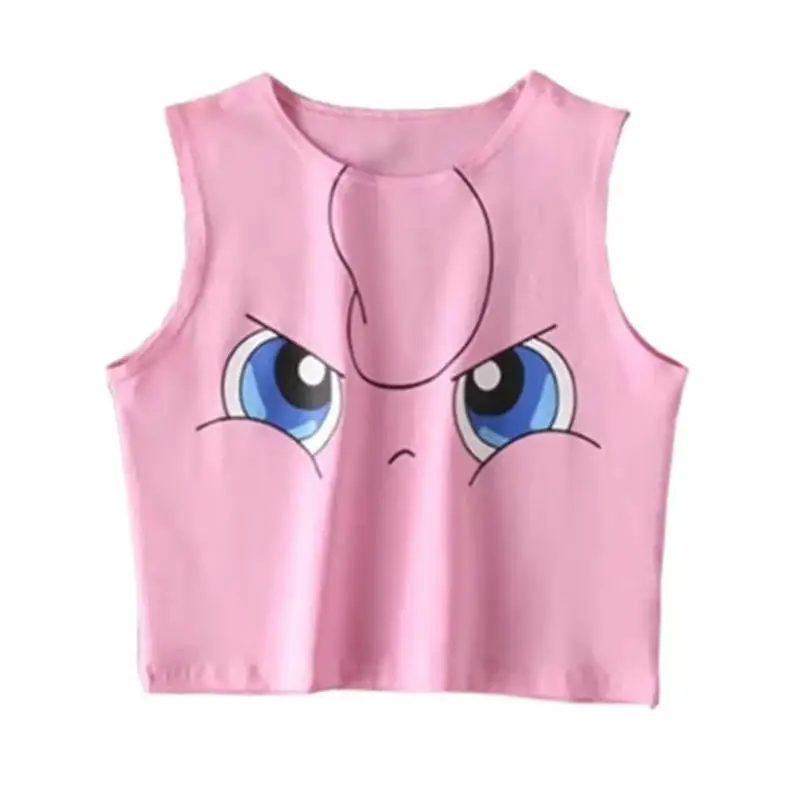 Summer T Shirt Women Vest Cute Cartoon Tight Sexy Sleeveless Bare Navel Design Vest Tops For Korean Ukraine Female Clothes