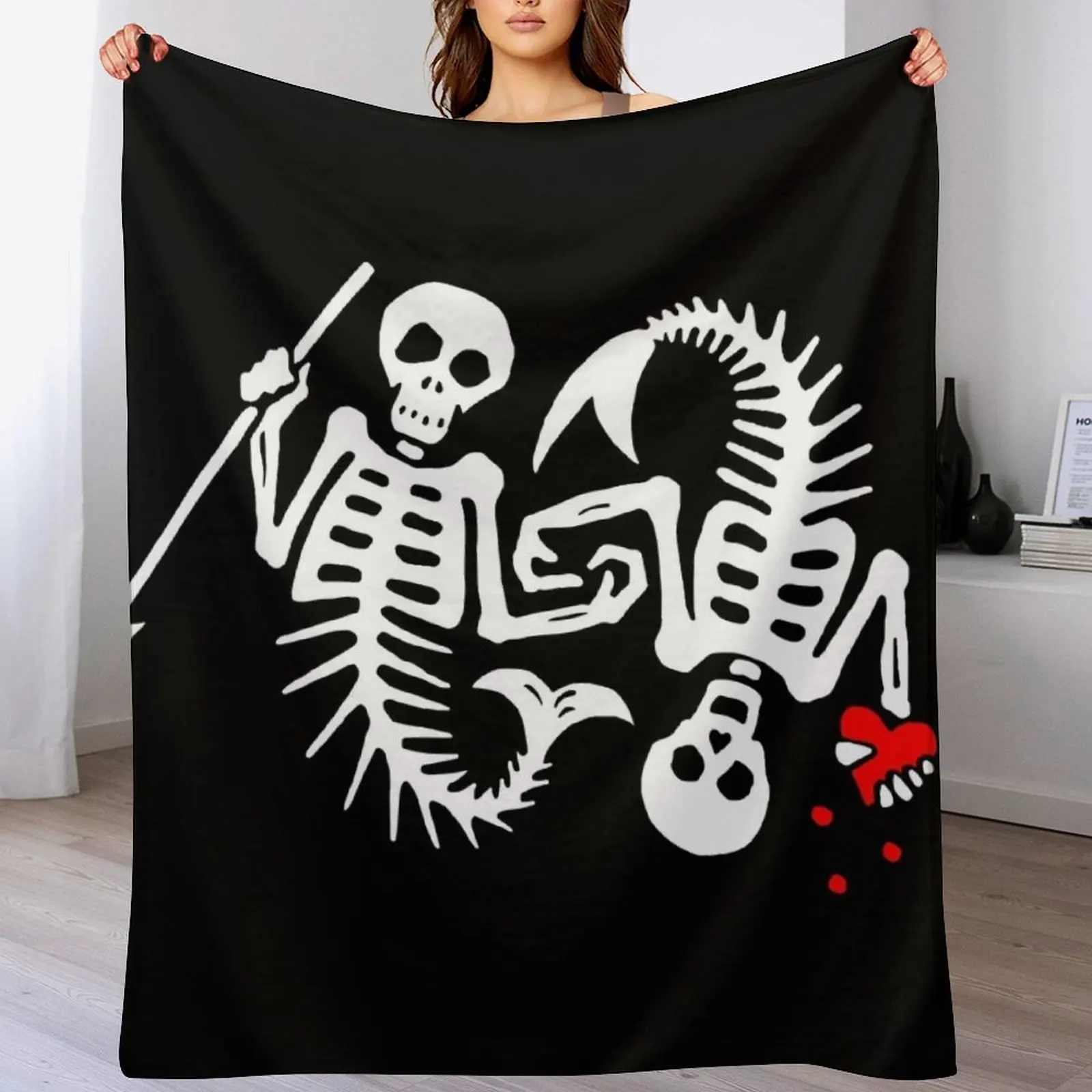 Our Flag Means Death [OFMD] s2 Skeleton Mermaids Logo Throw Blanket Shaggy For Decorative Sofa Furry Sofa Blankets