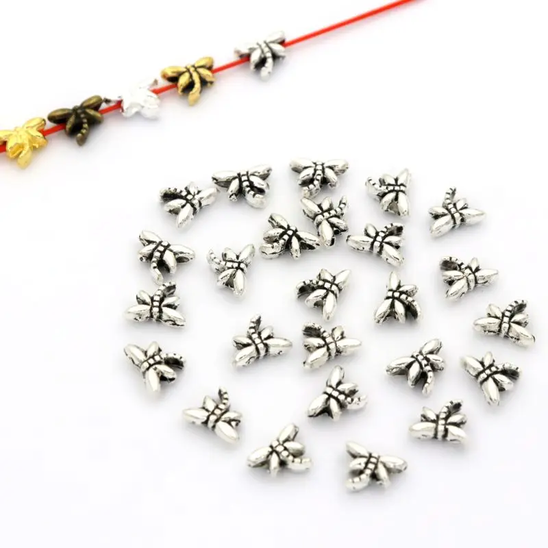Mix Tibetan Silver Gold Color Small Dragonfly Metal Spacer Loose Bead For Jewelry Making Diy Bracelet Accessories Wholesale