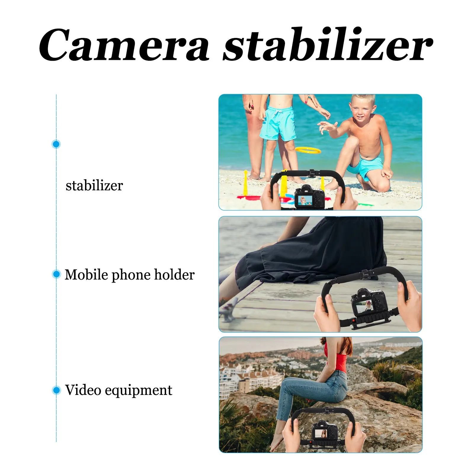 

Handheld Camera Stabilizer Video Rig Camcorder Phone Holder Support Bracket Anti Slip Fixator Slot Mount Lighting Microphone