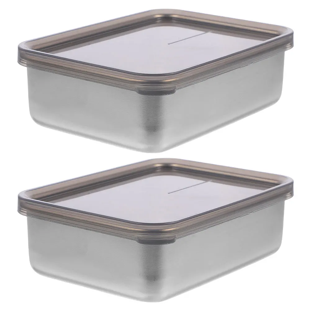 

2Pcs Cheese Storage Box Clear Lid Cheese Slice Container for Fridge Butter Ham Lunch Meat Keeper Kitchen Storage