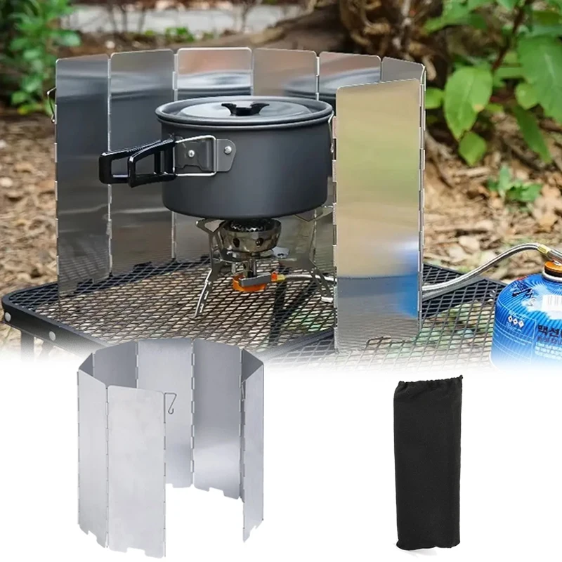 

8/9/10 Plate Portable Gas Stove Wind Deflector Outdoor Camping Picnic Cooking Burner Wind Deflector Aluminum Alloy Material