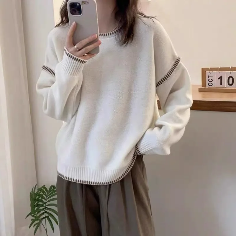 

Women's High-Quality Wool Sweater O-Neck Knit Pullover Soft Loose Casual Warm Top for Autumn Winter Fashion Knitwear 2025 New