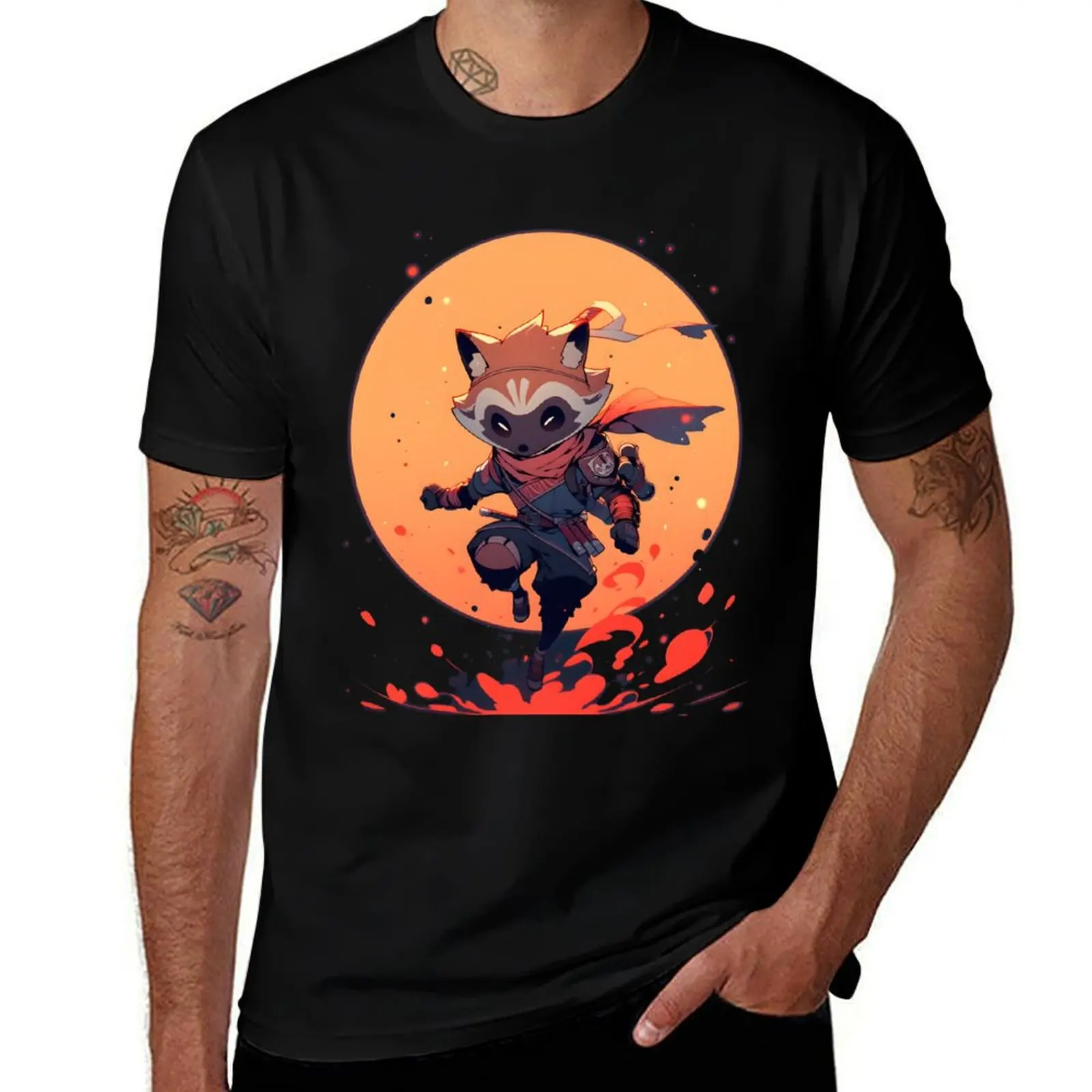 MIDNIGHT FOX RACCON T-Shirt Plus Size Non-Shrink T-Shirt