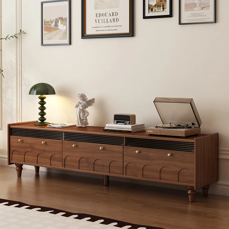 All solid wood TV cabinet antique living room home storage cabinet integrated floor retro storage side cabinet