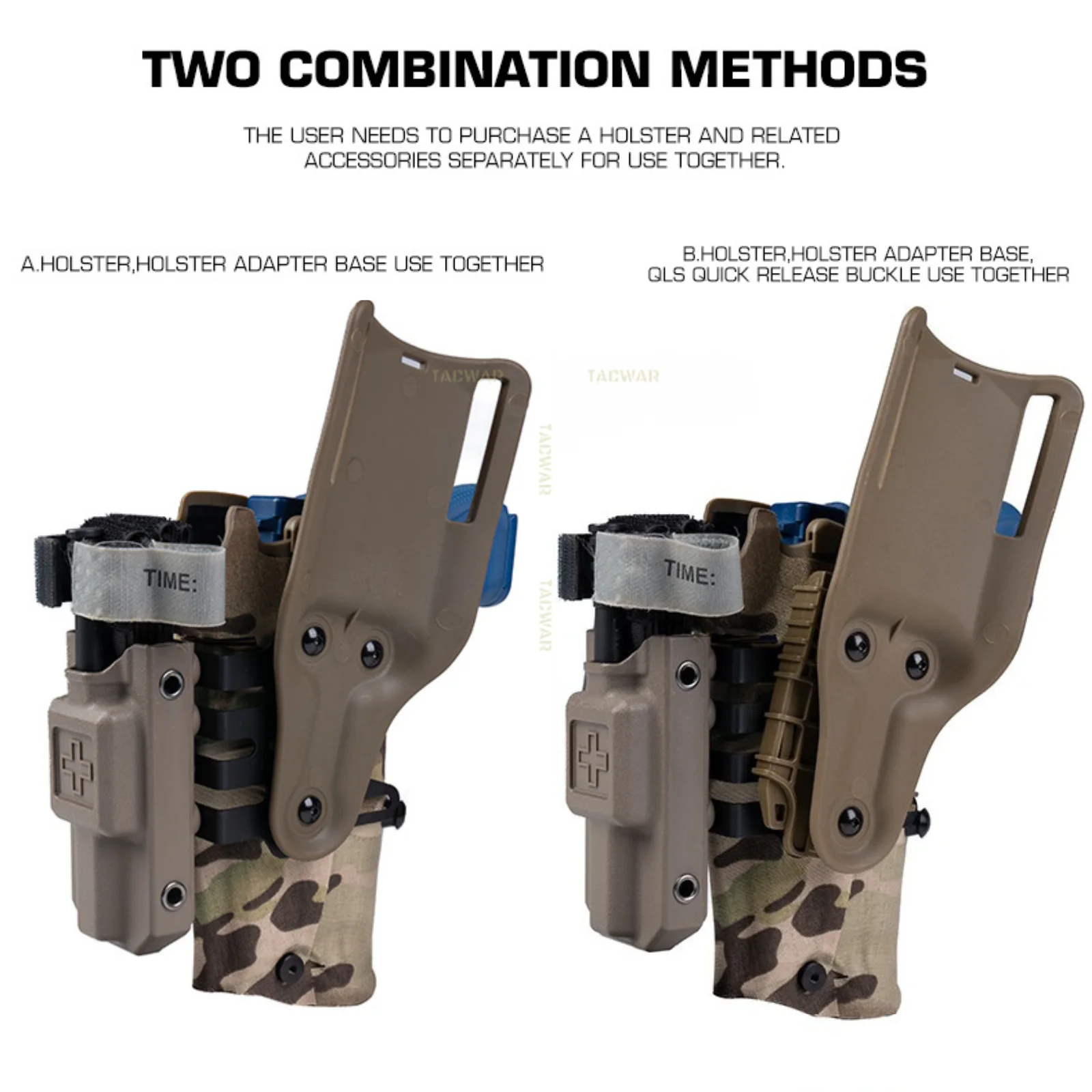 Tactical Tourniquet Holder for Gun Holster Adapter, Position-Adjustable Aluminum QLS Accessories for 3-Hole Right Holster view 5