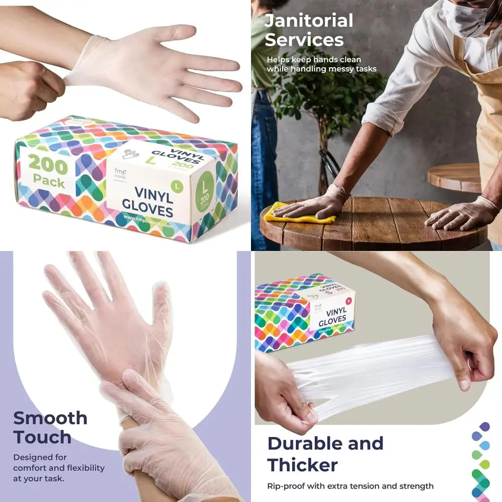 

Disposable Food Preparation Vinyl Gloves for Kitchen, Cooking, and Household Cleaning