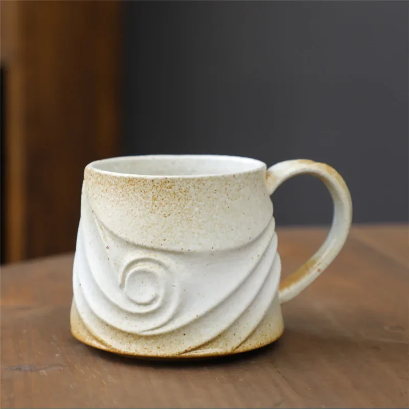 Spiral ceramic mug Office mug high value cup afternoon tea cup retro coarse pottery coffee cup